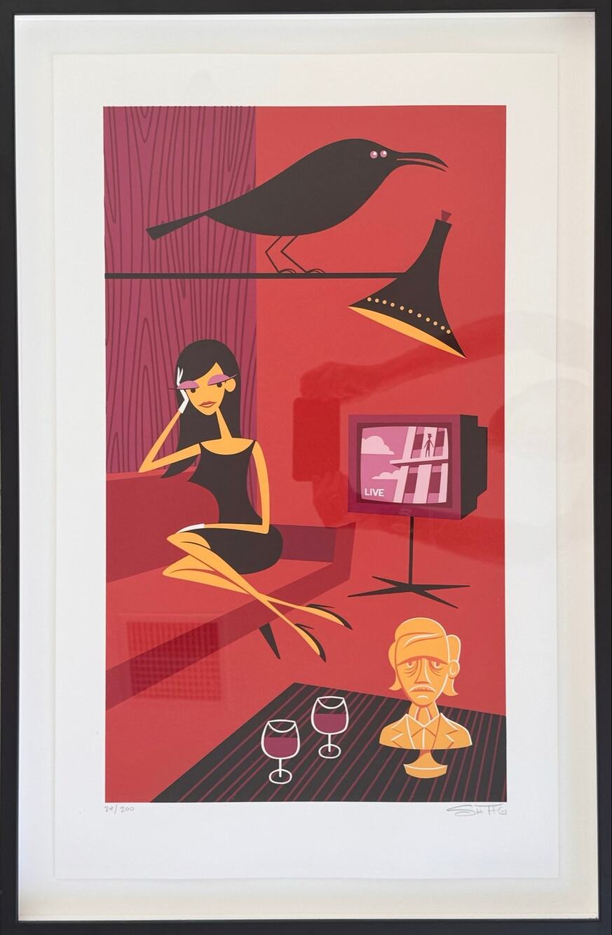 SHAG Josh Agle Elsa and the Raven Signed Numbered Serigraph 2006 Framed 24/200